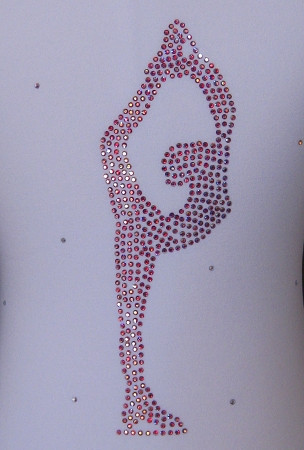 White figure skating jacket with "Biellmann" applique