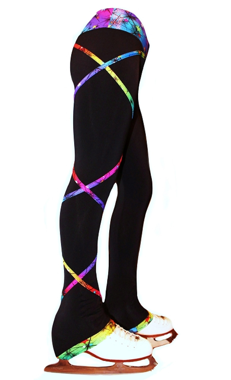 Criss Cross Poly Spandex Rainbow Ice Skating Pants XP120