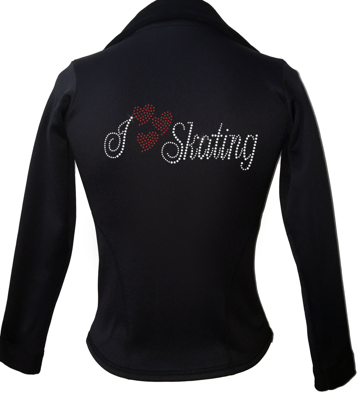 Ice Fire Polartec Figure Skating Jacket – Charming Peacock Sleeve Design, Rhinestone Appliqué
