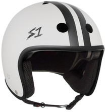 S1 Retro Lifer Helmet - White Matte with Black Stripes