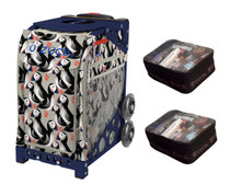 Zuca Sport Bag - Playful Puffins  with 2 Small Utility Pouch (Navy Frame)