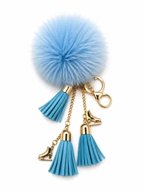 Ice Skating Jewelry - Fluffy & Light Blue Keychain