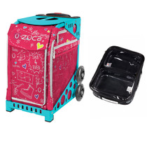 Zuca Sport Bag - Pink Sk8 with Gift  One Large and Two Mini Utility Pouches (Turquoise Frame)