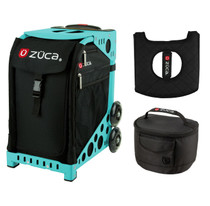 Zuca Sport Bag - Obsidian with Gift  Seat Cover and  Lunchbox (Turquoise Frame)