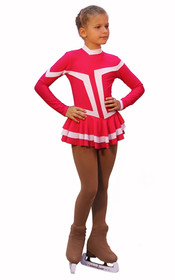 IceDress Figure Skating Outfit - Thermal -Choctaw (Raspberry with White Line)