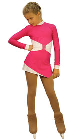IceDress Figure Skating Outfit - Thermal - Oriental-2 (Fuchsia and White)