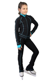 IceDress Figure Skating Outfit - Thermal -Todes(Black with Turquoise Line)