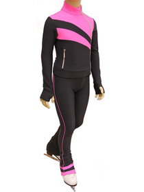 IceDress Figure Skating Jacket - Rays (Dark Grey and Pink)