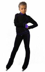 IceDress Figure Skating Jacket -Todes(Black with Purple Line)