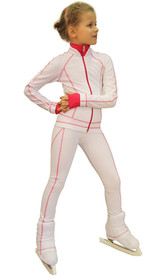 IceDress Figure Skating Jacket -Todes(White with Raspberry Line)