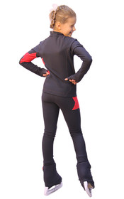 IceDress Figure Skating Outfit - Thermal - Star (Dark Grey with Red)