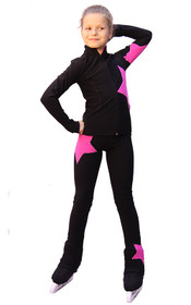 IceDress Figure Skating pants - Star (Black witn Pink)