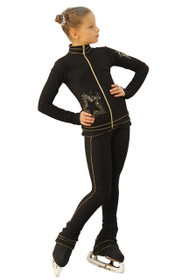 IceDress Figure Skating Outfit - Thermal - Gold Star (Black and Gold)