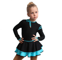 IceDress Figure Skating Dress - Thermal - Duet (Black with Turquoise)