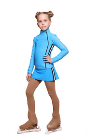 IceDress Figure Skating Outfit with Skirt - Thermal - Olympus (Blue with Black lamps)