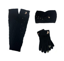 Melrose Figure Skating Warmers, Figure Skating Headband, The Gliding Ice Skating Gloves - Black
