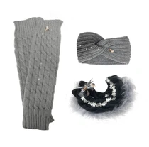 Melrose Figure Skating Warmers (Grey), Figure Skating Headband (Grey), The Sassy  Figure Skating Soakers (Black