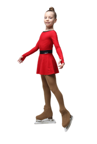 IceDress Figure Skating Outfit - Thermal - Star (with Pants) (Dark Grey  with Red)