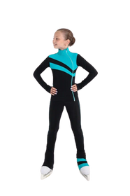 IceDress - Thermal Figure Skating  Outfit - "Rays" (Black with Mint)