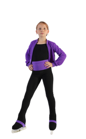 IceDress - Thermal Figure Skating  Outfit - "Trio 3" - Cropped Jacket/ Top/ High-Waisted Legging (Black and Purple)