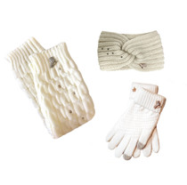 Holiday Deal - Melrose Figure Skating Warmers, Figure Skating Headband, The Gliding Ice Skating Gloves - Cream