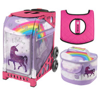 Zuca Sport Bag - Unicorn 2  with Gift Lunchbox and Zuca Seat Cover (Pink Frame)