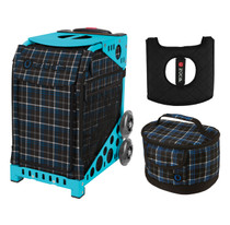 Zuca Sport Bag - Imperial Plaid with Gift  Seat Cover and  Lunchbox (Turquoise Frame)