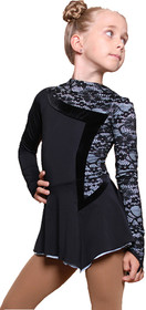 IceDress Figure Skating Dress - Thermal - Charm (Black with Pale Blue)