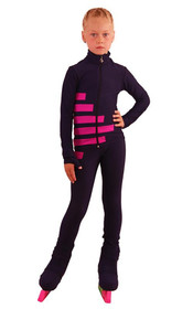 IceDress Figure Skating Outfit - Thermal - IceCode (Gray-blue dark with Fuchsia)