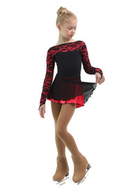 IceDress Figure Skating Dress - Thermal - Harmony (Black with Hot Coral)