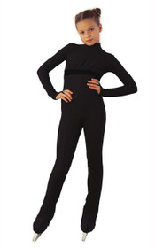 IceDress Figure Skating Overalls - Thermal - Style (Black with Velvet Trim)