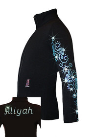 Personalized Ice Skating Jacket Aqua Swirls design