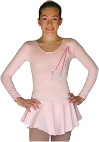 ChloeNoel DLP728  Plain Solid Sanded Poly Spandex Dress Light Solid Pink w/ Ribbon Skate Flakes