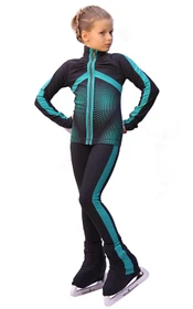 IceDress Figure Skating Outfit - Thermal - Jump (Dark-Grey with Mint stripes)