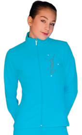 ChloeNoel JT811 Solid  Fleece Fitted  Elite Figure Skating Jacket w/ Mini Jump Skater Crystals Combination