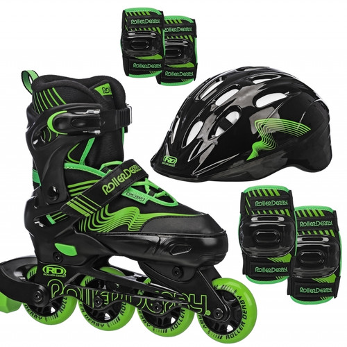 Roller Derby - Carver Boys Size Adjustable Inline Skates + Protective Pack