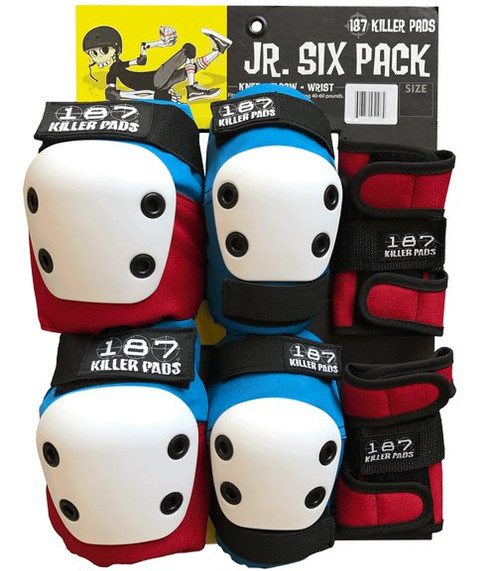 187 Killer Pads Jr Six Pack - Red / White / Blue