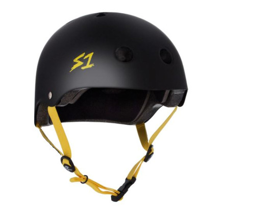 S1 Lifer Helmet - Black Matte w/ Yellow Straps