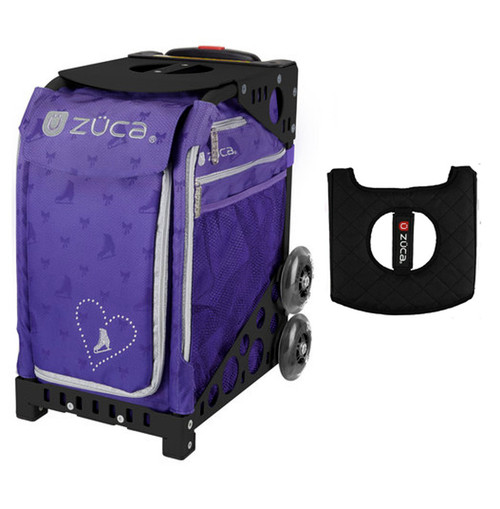 Zuca Sport Bag - Skates & Bows with Gift  Black/Pink Seat Cover (Black Non-Flashing Wheels Frame)