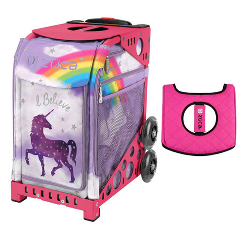 Zuca Sport Bag - Unicorn 2 with Gift  Black/Pink Seat Cover (Pink Frame)