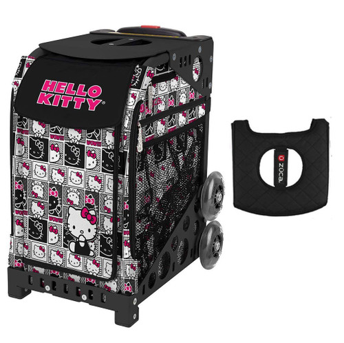 Zuca Sport Bag - Hello Kitty (Masterpiece) with Gift  Black/Pink Seat Cover (Black Non-Flashing Wheels Frame)