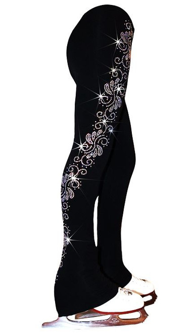 Ice Skating Pants with "Crystals Swirls" Rhinestones Design