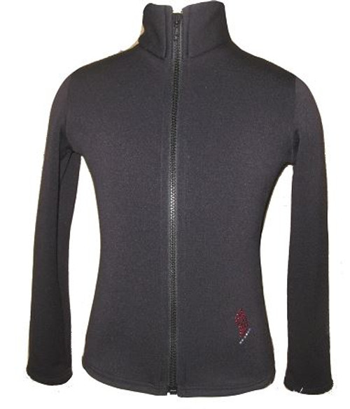 Black Ice Skating Jacket with Orange "Pair of skates" Rhinestones Design 2ND VIEW