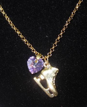 Necklace with Swarovski Heart and Skate Charm 2ND VIEW