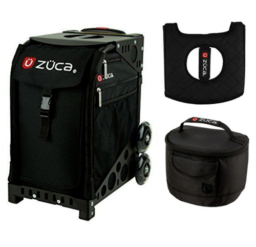 Zuca Sport Bag - Obsidian  with Gift Hot Pink/Black Seat Cover and Black Lunchbox( Black Frame)