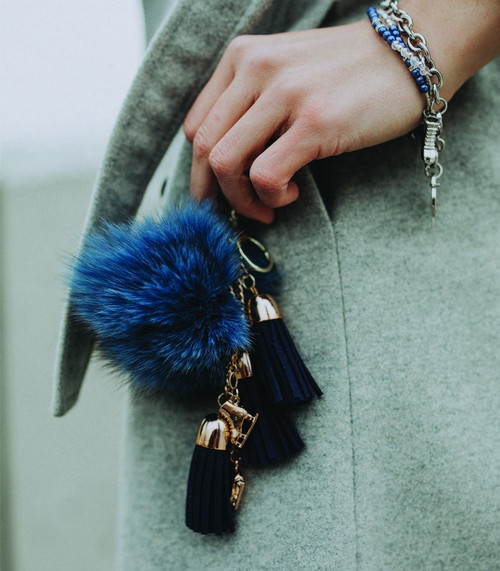 Ice Skating Jewelry - Fluffy & Blue Keychain
