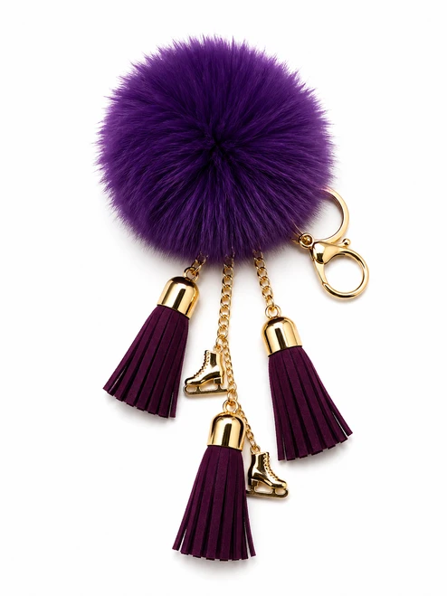 Ice Skating Jewelry - Fluffy & Purple  Keychain
