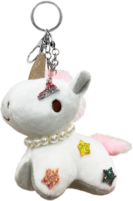 ChloeNoel Cute Animal Key Chain w/ Crystal Skates  - Unicorn (White)