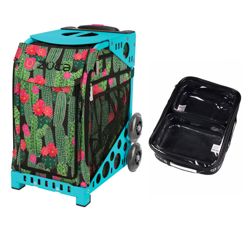 Zuca Sport Bag - Desert Blossoms with Gift  One Large and Two Mini Utility Pouches (Turquoise Frame)