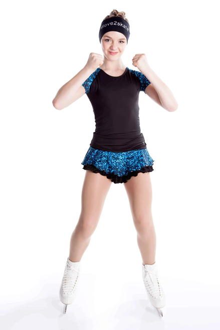 Elite Xpression - Black T-shirt with Sublimated Sleeves - Blue Sparkle